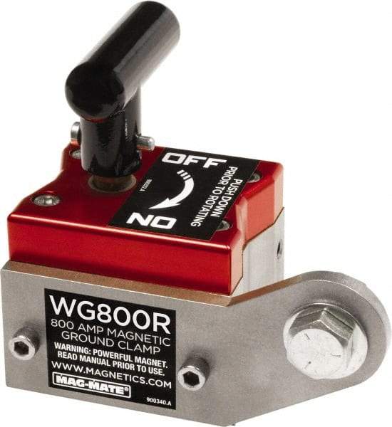 Mag-Mate - 800 Amps Grounding Capacity, 4-5/8" High, Rare Earth Magnetic Welding & Fabrication Ground Clamp - 450 Lb Average Pull Force, Square Magnet, Zinc Plated Steel Stud, Compatible with Flat & Round Surfaces - Best Tool & Supply