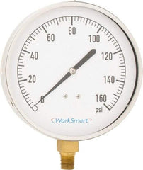 Value Collection - 4-1/2" Dial, 1/4 Thread, 0-160 Scale Range, Pressure Gauge - Lower Connection Mount, Accurate to 0.01% of Scale - Best Tool & Supply