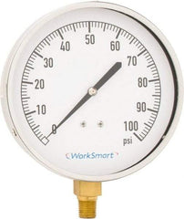 Value Collection - 4-1/2" Dial, 1/4 Thread, 0-100 Scale Range, Pressure Gauge - Lower Connection Mount, Accurate to 0.01% of Scale - Best Tool & Supply