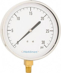 Value Collection - 4-1/2" Dial, 1/4 Thread, 0-30 Scale Range, Pressure Gauge - Lower Connection Mount, Accurate to 0.01% of Scale - Best Tool & Supply