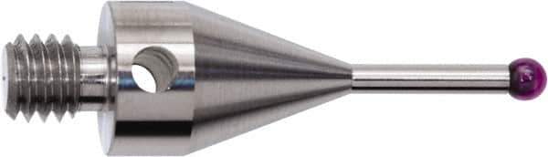 Renishaw - 0.1969 Inch Ball Diameter, Stainless Steel Stem, M4 Thread, Ruby Point Ball Tip CMM Stylus - 0.5354 Inch Working Length, 0.1378 Inch Stem Diameter, 0.689 Inch Overall Length - Best Tool & Supply