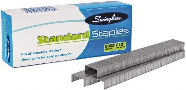 Swingline - 1/4" Leg Length, Galvanized/Low-Carbon Steel Standard Staples - 20 Sheet Capacity, For Use with 210 Full Strip Standard Staplers - Best Tool & Supply