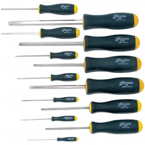 Bondhus - Hex Driver Sets Tool Type: Ball End Size Range (Inch): 0.050 - 3/8 - Best Tool & Supply