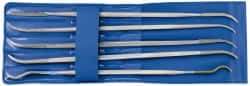 PFERD - 5 Piece Diamond Pattern File Set - 6" Long, Medium Coarseness, Set Includes Crossing Oval, Square, Three Square, Round, Hand Flat - Best Tool & Supply