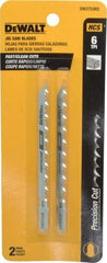 DeWALT - 4" Long, 6 Teeth per Inch, High Carbon Steel Jig Saw Blade - Toothed Edge, 1/4" Wide x 0.06" Thick, T-Shank - Best Tool & Supply