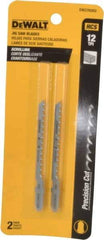 DeWALT - 3" Long, 12 Teeth per Inch, High Carbon Steel Jig Saw Blade - Toothed Edge, 1/4" Wide x 0.06" Thick, T-Shank - Best Tool & Supply