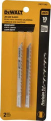 DeWALT - 4" Long, 10 Teeth per Inch, High Carbon Steel Jig Saw Blade - Toothed Edge, 1/4" Wide x 0.06" Thick, U-Shank - Best Tool & Supply