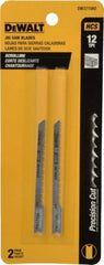 DeWALT - 3" Long, 12 Teeth per Inch, High Carbon Steel Jig Saw Blade - Toothed Edge, 1/4" Wide x 1/16" Thick, U-Shank - Best Tool & Supply