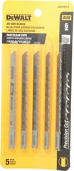 DeWALT - 4" Long, 6 Teeth per Inch, High Carbon Steel Jig Saw Blade - Toothed Edge, 1/4" Wide x 0.06" Thick, U-Shank - Best Tool & Supply