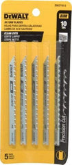 DeWALT - 4" Long, 10 Teeth per Inch, High Carbon Steel Jig Saw Blade - Toothed Edge, 1/4" Wide x 0.06" Thick, U-Shank - Best Tool & Supply