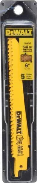 DeWALT - 6" Long, Bi-Metal Reciprocating Saw Blade - Tapered Profile, 5 to 8 TPI, Toothed Edge, Universal Shank - Best Tool & Supply