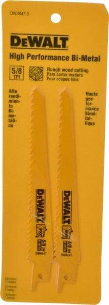 DeWALT - 6" Long, Bi-Metal Reciprocating Saw Blade - Tapered Profile, 5 to 8 TPI, Toothed Edge, Universal Shank - Best Tool & Supply