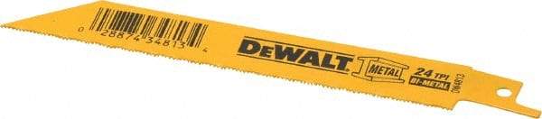 DeWALT - 6" Long x 3/4" Thick, Bi-Metal Reciprocating Saw Blade - Straight Profile, 24 TPI, Toothed Edge, Universal Shank - Best Tool & Supply