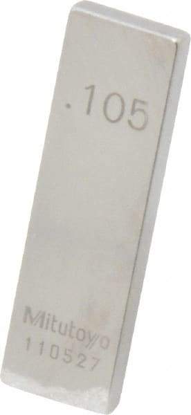 Mitutoyo - 0.105" Rectangular Steel Gage Block - Accuracy Grade 0, Includes Certificate of Inspection - Best Tool & Supply