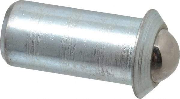 Gibraltar - 0.0786" Body Length x 3/8" Body Diam, 2.5 Lb Init to 7 Lb Final End Force, Steel Press Fit Ball Plunger - 5/16" Ball Diam, 0.11" Max Ball Reach, 0.078" Flange Thickness - Best Tool & Supply