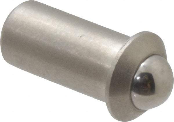 Gibraltar - 0.394" Body Length x 3/16" Body Diam, 1 Lb Init to 2.5 Lb Final End Force, Stainless Steel Press Fit Ball Plunger - 5/32" Ball Diam, 0.058" Max Ball Reach, 0.04" Flange Thickness - Best Tool & Supply