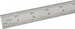 SPI - 18" Long, 1/64, 1/32" and 0.5, 1mm Graduation, Rigid Steel Rule - English/Metric Graduation Style, 1-1/8" Wide, Silver, Satin Chrome Finish - Best Tool & Supply