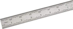 SPI - 24" Long, 1/64, 1/32, 1/16, 1/8" Graduation, Rigid Steel Rule - 4R Graduation Style, 1-1/8" Wide, Silver, Satin Chrome Finish - Best Tool & Supply