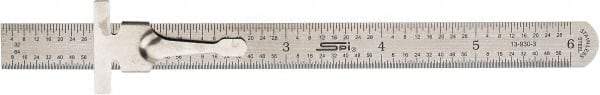 SPI - 6" Long, 1/64, 1/32", Decimal Equivalency Table Graduation, Flexible Stainless Steel Rule - 10R/D Graduation Style, 1/2" Wide, Silver, Brushed Finish - Best Tool & Supply