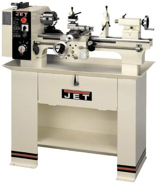 Jet - 14" Swing, 40" Between Centers, 230 Volt, Single Phase Bench Lathe - 5MT Taper, 3 hp, 40 to 1,800 RPM, 1-1/2" Bore Diam, 46" Deep x 28" High x 74-5/8" Long - Best Tool & Supply