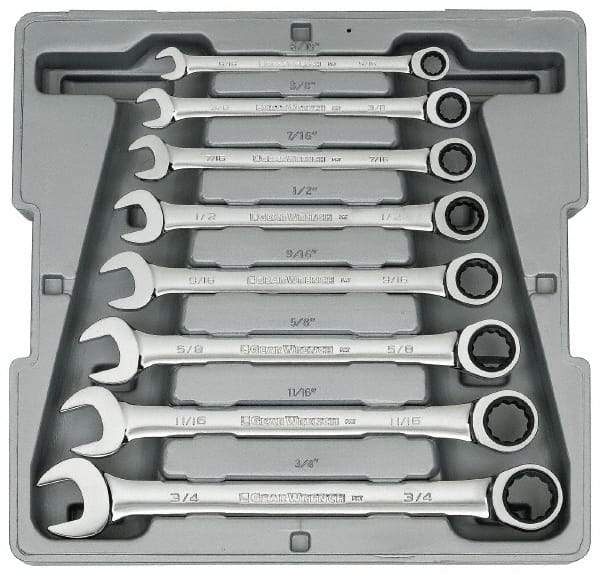 GearWrench - 8 Piece, 5/16" to 3/4", Combination Wrench Set - Inch Measurement Standard, Chrome Finish, Comes in Tray - Best Tool & Supply