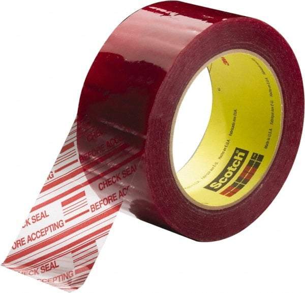 3M - 2" x 110 Yd Clear & Red Rubber Adhesive Sealing Tape - Polypropylene Film Backing, 1.9 mil Thick, 44 Lb Tensile Strength, Series 3779 - Best Tool & Supply