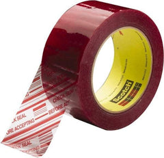 3M - 3" x 110 Yd Clear & Red Rubber Adhesive Sealing Tape - Polypropylene Film Backing, 1.9 mil Thick, 44 Lb Tensile Strength, Series 3779 - Best Tool & Supply