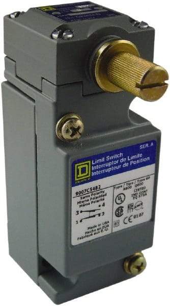 Square D - SPDT, NC/NO, Multiple VDC Levels, Screw Terminal, Rotary Head Actuator, General Purpose Limit Switch - 1, 2, 4, 6, 12, 13, 6P NEMA Rating, IP66 IPR Rating - Best Tool & Supply