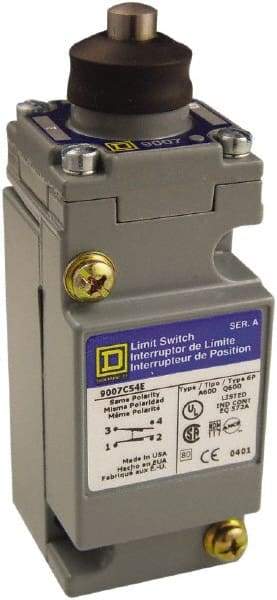 Square D - SPDT, NC/NO, Multiple VDC Levels, Screw Terminal, Plunger Actuator, General Purpose Limit Switch - 1, 2, 4, 6, 12, 13, 6P NEMA Rating, IP66 IPR Rating - Best Tool & Supply