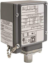 Square D - 4, 13 and 4X NEMA Rated, DPDT, 20 to 675 psi, Electromechanical Pressure and Level Switch - Fixed Pressure, 120 VAC at 6 Amp, 125 VDC at 0.22 Amp, 240 VAC at 3 Amp, 250 VDC at 0.11 Amp, 1/4 Inch Connector, Screw Terminal, For Use with 9012G - Best Tool & Supply