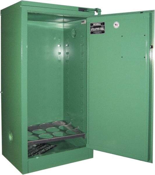 Securall Cabinets - 1 Door, Green Steel Standard Safety Cabinet for Flammable and Combustible Liquids - 46" High x 23" Wide x 18" Deep, Self Closing Door, 3 Point Key Lock, D, E Cylinder Capacity - Best Tool & Supply