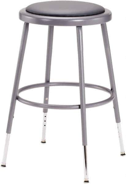 NPS - 18 Inch High, Stationary Adjustable Height Stool - 16 Inch Deep x 16 Inch Wide, Vinyl Seat, Grey - Best Tool & Supply