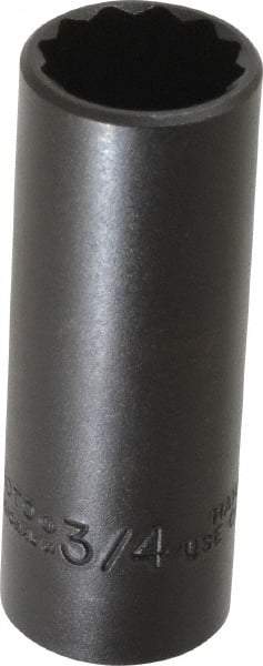 Proto - 3/4", 3/8" Drive, Deep Hand Socket - 12 Points, 2-3/4" OAL, Alloy Steel, Black Finish - Best Tool & Supply