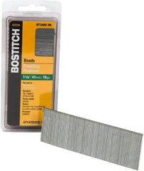 Stanley Bostitch - 18 Gauge 0.05" Shank Diam 1-5/8" Long Brad Nails for Power Nailers - Steel, Bright Finish, Ring Shank, Straight Stick Adhesive Collation, Brad Head, Chisel Point - Best Tool & Supply