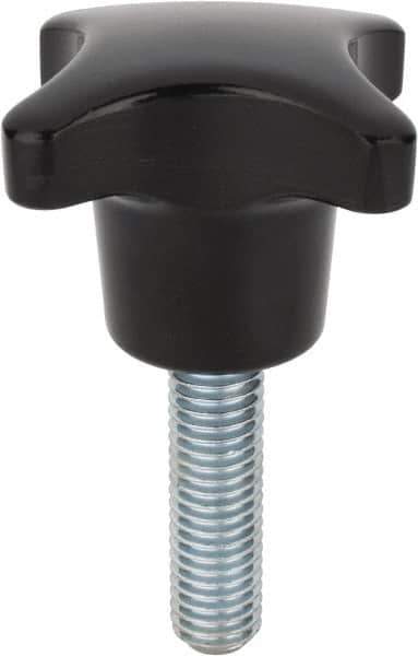 Morton Machine Works - 40mm Head Diam, 4 Point 4 Prong Knob - M8 Stem, Glass Fiber Reinforced Plastic, Black - Best Tool & Supply