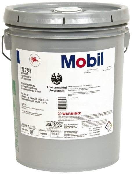 Mobil - 5 Gal Pail Mineral Hydraulic Oil - 0180°F, SAE 20, ISO 32/46, 36.8 cSt at 40°C & 8.3 cSt at 100°C - Best Tool & Supply