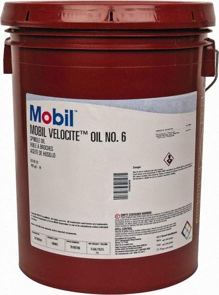 Mobil - 5 Gal Pail Mineral Spindle Oil - ISO 10, 10 cSt at 40°C & 2.62 cSt at 100°C - Best Tool & Supply