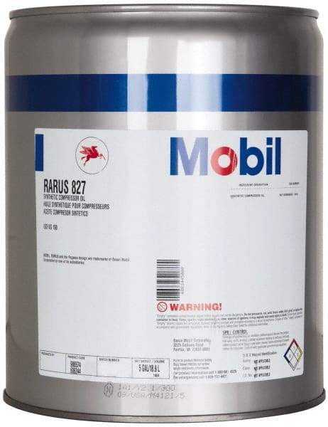 Mobil - 5 Gal Pail, ISO 100, SAE 30, Air Compressor Oil - -20°F to 400°, 10.12 Viscosity (cSt) at 100°C, 107.5 Viscosity (cSt) at 40°C - Best Tool & Supply