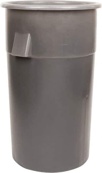 Bayhead Products - 55 Gal Gray Round Trash Can - Polyethylene, 40" High - Best Tool & Supply