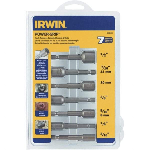 Irwin - 7 Piece Screw & Nut Extractor Set - 1/2 to 3/16 Size Range - Best Tool & Supply