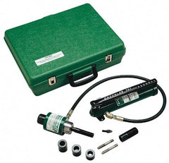 Greenlee - 9 Piece, 1/2 to 2" Punch Hole Diam, Hydraulic Knockout Set - Round Punch, 10 Gage Mild Steel - Best Tool & Supply