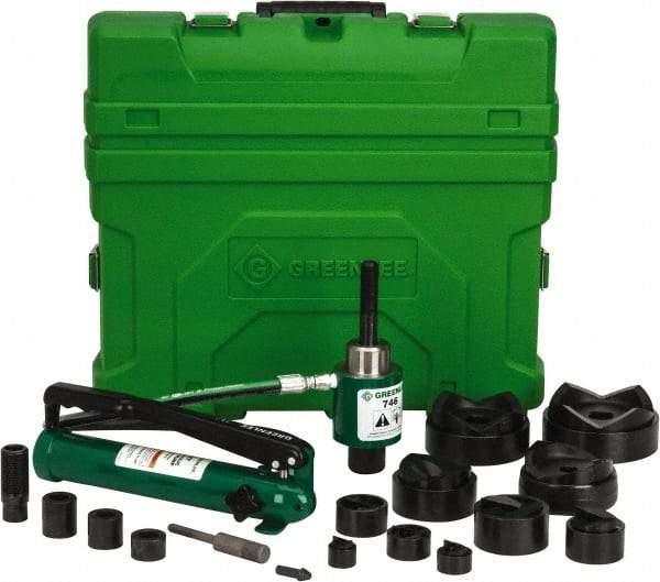 Greenlee - 20 Piece, 4" Punch Hole Diam, Hydraulic Knockout Set - Round Punch, 10 Gage Mild Steel - Best Tool & Supply