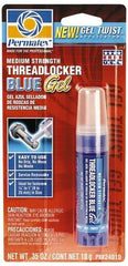 Permatex - 10 Gal Tube, Blue, Medium Strength Gel Threadlocker - Series 240, 24 hr Full Cure Time, Hand Tool Removal - Best Tool & Supply