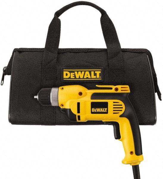 DeWALT - 3/8" Keyless Chuck, 2,500 RPM, Pistol Grip Handle Electric Drill - 8 Amps, Reversible, Includes Kit Box - Best Tool & Supply