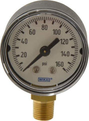 Wika - 1-1/2" Dial, 1/8 Thread, 0-160 Scale Range, Pressure Gauge - Lower Connection Mount, Accurate to 3-2-3% of Scale - Best Tool & Supply