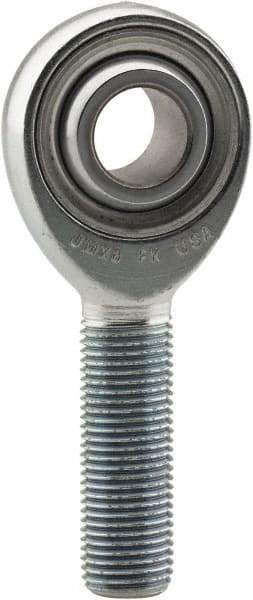 Made in USA - 1" ID, 2.95" Max OD, 107,182 Lb Max Static Cap, Plain Male Spherical Rod End - 1-14 LH, 2-1/2" Shank Length, Alloy Steel with Steel Raceway - Best Tool & Supply