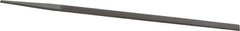 Grobet - 8" Standard Precision Swiss Pattern Narrow Pillar File - Double Cut, 11/32" Width Diam x 11/64" Thick, With Tang - Best Tool & Supply