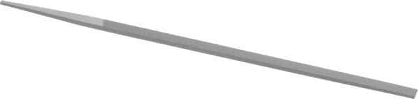 Grobet - 8" Standard Precision Swiss Pattern Narrow Pillar File - Double Cut, 11/32" Width Diam x 11/64" Thick, With Tang - Best Tool & Supply