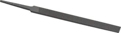 Grobet - 4" Standard Precision Swiss Pattern Regular Pillar File - Double Cut, 3/8" Width Diam x 1/8" Thick, With Tang - Best Tool & Supply