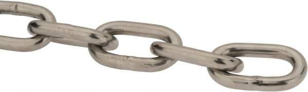 Value Collection - 3/16" Welded Stainless Steel Chain - 1,200 Lb Capacity, Grade 30, Cut to Length, Stainless Steel, Bright Finish - Best Tool & Supply